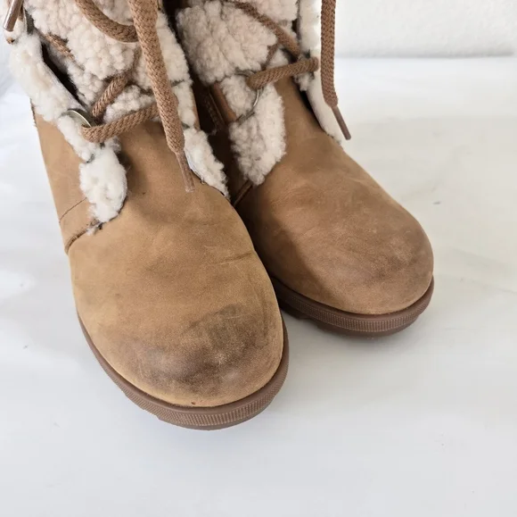 Sorel Joan Of Arctic Shearling Hidden Wedge II Lace-up Waterproof Boots Size 9 - Picture 8 of 16